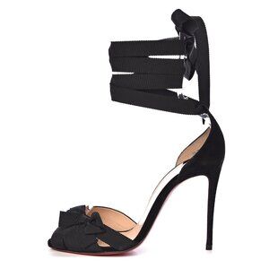 CHRISTIAN LOUBOUTIN Grosgrain Suede Christeriva 100 Heels Size 38.5